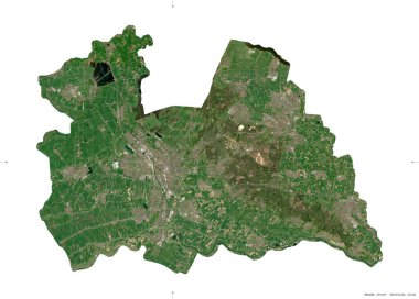 Utrecht, Hollanda vilayeti. Sentinel-2 uydu görüntüleri. Beyaz üzerinde izole edilmiş şekil. Tanımı, başkentin yeri. Değiştirilmiş Kopernik Sentinel verileri içerir