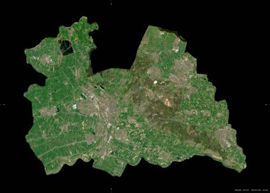 Utrecht, Hollanda vilayeti. Sentinel-2 uydu görüntüleri. Siyah üzerine izole edilmiş şekil. Tanımı, başkentin yeri. Değiştirilmiş Kopernik Sentinel verileri içerir