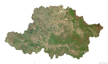 Romanya 'nın Arad ilçesi. Sentinel-2 uydu görüntüleri. Beyaz üzerinde izole edilmiş şekil. Tanımı, başkentin yeri. Değiştirilmiş Kopernik Sentinel verileri içerir