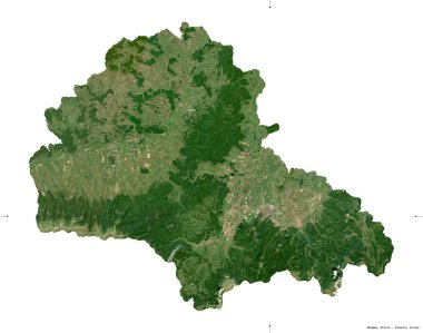 Brasov, Romanya Bölgesi. Sentinel-2 uydu görüntüleri. Beyaz üzerinde izole edilmiş şekil. Tanımı, başkentin yeri. Değiştirilmiş Kopernik Sentinel verileri içerir