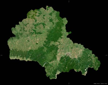 Brasov, Romanya Bölgesi. Sentinel-2 uydu görüntüleri. Siyah üzerine izole edilmiş şekil. Tanımı, başkentin yeri. Değiştirilmiş Kopernik Sentinel verileri içerir