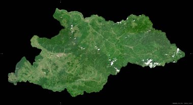 Maramures, Romanya Bölgesi. Sentinel-2 uydu görüntüleri. Siyah üzerine izole edilmiş şekil. Tanımı, başkentin yeri. Değiştirilmiş Kopernik Sentinel verileri içerir
