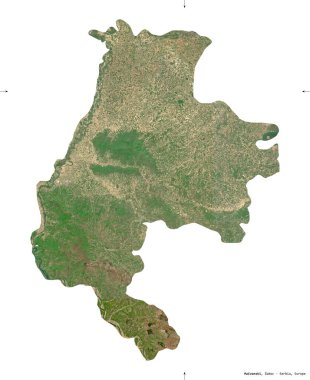 Macvanski, Sırbistan bölgesi. Sentinel-2 uydu görüntüleri. Beyaz üzerinde izole edilmiş şekil. Tanımı, başkentin yeri. Değiştirilmiş Kopernik Sentinel verileri içerir