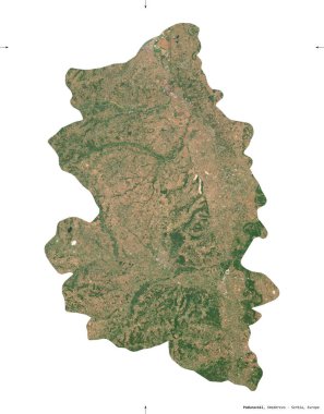 Podunavski, Sırbistan bölgesi. Sentinel-2 uydu görüntüleri. Beyaz üzerinde izole edilmiş şekil. Tanımı, başkentin yeri. Değiştirilmiş Kopernik Sentinel verileri içerir