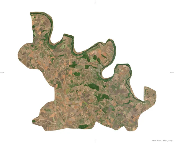 Soroca District Moldova Sentinel Satellite Imagery Shape Isolated White Description — Stock Photo, Image