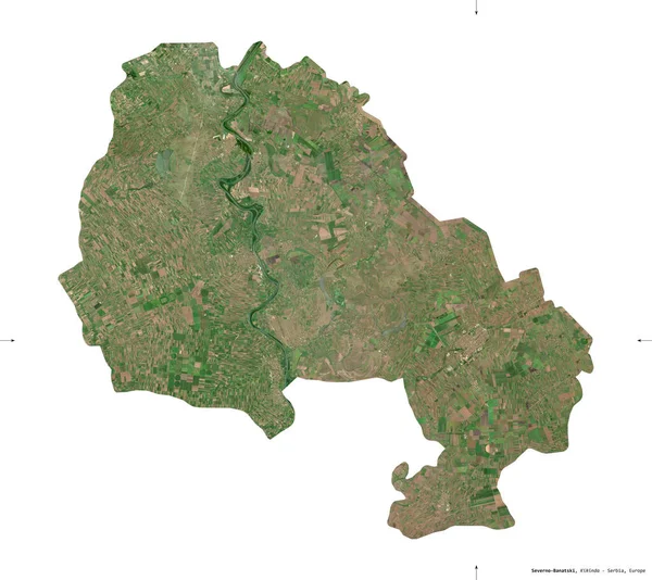 Severno Banatski District Serbia Sentinel Satellite Imagery Shape Isolated White — Stock Photo, Image