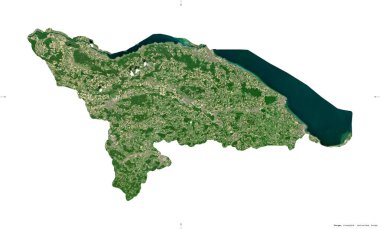 Thurgau, İsviçre kantonu. Sentinel-2 uydu görüntüleri. Beyaz üzerinde izole edilmiş şekil. Tanımı, başkentin yeri. Değiştirilmiş Kopernik Sentinel verileri içerir