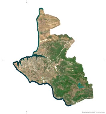 Sivastopol, Ukrayna özerk cumhuriyeti. Sentinel-2 uydu görüntüleri. Beyaz üzerinde izole edilmiş şekil. Tanımı, başkentin yeri. Değiştirilmiş Kopernik Sentinel verileri içerir