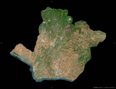 Sonate, El Salvador Departmanı. Sentinel-2 uydu görüntüleri. Siyah üzerine izole edilmiş şekil. Tanımı, başkentin yeri. Değiştirilmiş Kopernik Sentinel verileri içerir