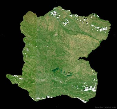 Merkez, Haiti Bölümü. Sentinel-2 uydu görüntüleri. Siyah üzerine izole edilmiş şekil. Tanımı, başkentin yeri. Değiştirilmiş Kopernik Sentinel verileri içerir
