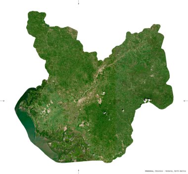 Choluteca, Honduras Departmanı. Sentinel-2 uydu görüntüleri. Beyaz katı üzerinde izole edilmiş şekil. Tanımı, başkentin yeri. Değiştirilmiş Kopernik Sentinel verileri içerir