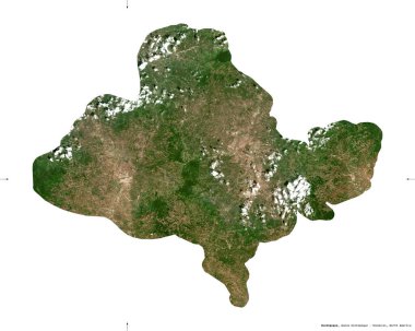 Ocotepeque, Honduras Bölümü. Sentinel-2 uydu görüntüleri. Beyaz üzerinde izole edilmiş şekil. Tanımı, başkentin yeri. Değiştirilmiş Kopernik Sentinel verileri içerir