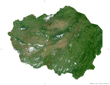 Olancho, Honduras Departmanı. Sentinel-2 uydu görüntüleri. Beyaz üzerinde izole edilmiş şekil. Tanımı, başkentin yeri. Değiştirilmiş Kopernik Sentinel verileri içerir