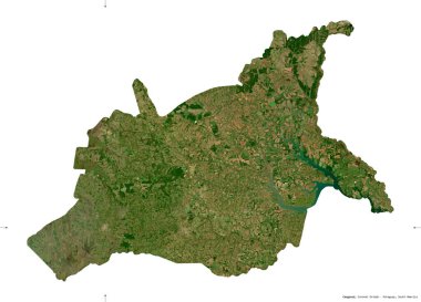 Caaguazu, Paraguay Bölümü. Sentinel-2 uydu görüntüleri. Beyaz üzerinde izole edilmiş şekil. Tanımı, başkentin yeri. Değiştirilmiş Kopernik Sentinel verileri içerir