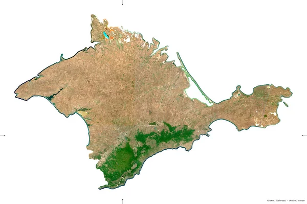 Crimea República Autónoma Ucrania Imágenes Satelitales Sentinel Forma Aislada Blanco — Foto de Stock