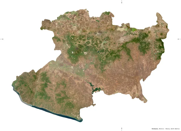 Michoacan Bundesstaat Mexiko Satellitenbilder Von Sentinel Form Isoliert Auf Weiß — Stockfoto