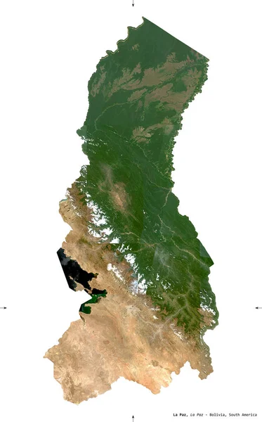 Παζ Τμήμα Βολιβίας Sentinel Δορυφορικές Εικόνες Σχήμα Απομονωμένο Λευκό Στερεό — Φωτογραφία Αρχείου
