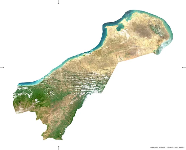 Guajira Departamento Colombia Imágenes Satelitales Sentinel Forma Aislada Sobre Sólido — Foto de Stock