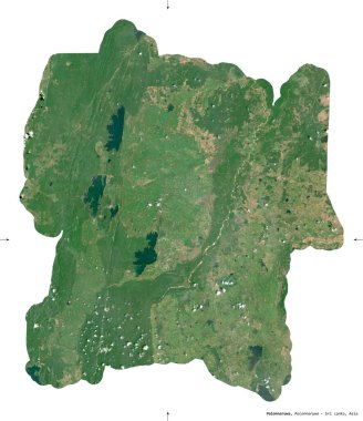 Polonnaruwa, Sri Lanka bölgesi. Sentinel-2 uydu görüntüleri. Beyaz üzerinde izole edilmiş şekil. Tanımı, başkentin yeri. Değiştirilmiş Kopernik Sentinel verileri içerir