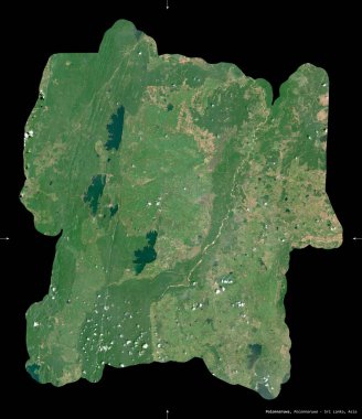 Polonnaruwa, Sri Lanka bölgesi. Sentinel-2 uydu görüntüleri. Siyah üzerine izole edilmiş şekil. Tanımı, başkentin yeri. Değiştirilmiş Kopernik Sentinel verileri içerir