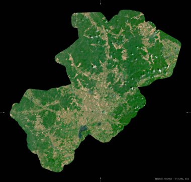 Vavuniya, Sri Lanka bölgesi. Sentinel-2 uydu görüntüleri. Siyah üzerine izole edilmiş şekil. Tanımı, başkentin yeri. Değiştirilmiş Kopernik Sentinel verileri içerir