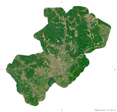 Vavuniya, Sri Lanka bölgesi. Sentinel-2 uydu görüntüleri. Beyaz üzerinde izole edilmiş şekil. Tanımı, başkentin yeri. Değiştirilmiş Kopernik Sentinel verileri içerir