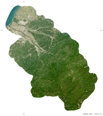 Hsinchu, Tayvan Bölgesi. Sentinel-2 uydu görüntüleri. Beyaz üzerinde izole edilmiş şekil. Tanımı, başkentin yeri. Değiştirilmiş Kopernik Sentinel verileri içerir