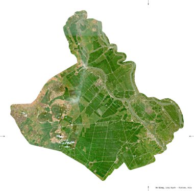 Bir Giang, Vietnam vilayeti. Sentinel-2 uydu görüntüleri. Beyaz üzerinde izole edilmiş şekil. Tanımı, başkentin yeri. Değiştirilmiş Kopernik Sentinel verileri içerir