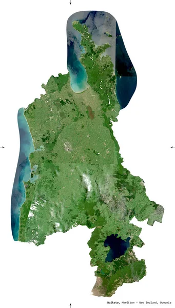Waikato Consejo Regional Nueva Zelanda Imágenes Satelitales Sentinel Forma Aislada — Foto de Stock