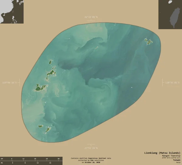 Lienkiang Islas Matsu Condado Taiwán Imágenes Satelitales Sentinel Forma Aislada — Foto de Stock