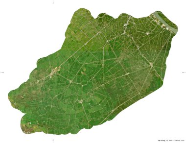 Hau Giang, Vietnam vilayeti. Sentinel-2 uydu görüntüleri. Beyaz üzerinde izole edilmiş şekil. Tanımı, başkentin yeri. Değiştirilmiş Kopernik Sentinel verileri içerir