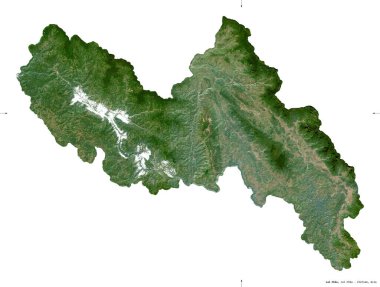Lai Chau, Vietnam vilayeti. Sentinel-2 uydu görüntüleri. Beyaz üzerinde izole edilmiş şekil. Tanımı, başkentin yeri. Değiştirilmiş Kopernik Sentinel verileri içerir
