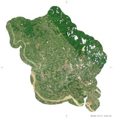 Vinh Phuc, Vietnam vilayeti. Sentinel-2 uydu görüntüleri. Beyaz üzerinde izole edilmiş şekil. Tanımı, başkentin yeri. Değiştirilmiş Kopernik Sentinel verileri içerir