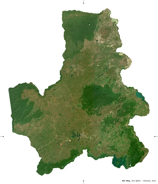 ベトナムの省 Nong センチネル 2衛星画像 白に隔離された形 首都の場所 修正されたコペルニクスセンチネルデータが含まれています — ストック写真