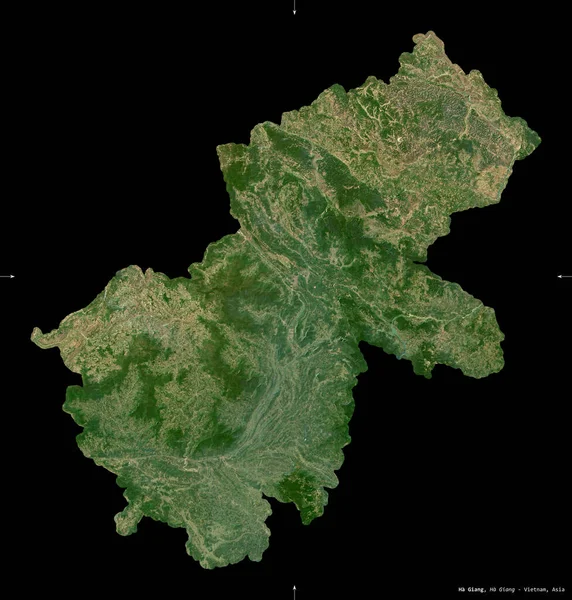 越南省 2号卫星图像 在黑色上隔离的形状 首都的位置 包含修改后的哥白尼哨兵数据 — 图库照片