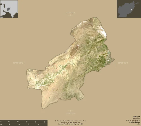 Paktya Provincia Afganistán Imágenes Satelitales Sentinel Forma Aislada Sobre Fondo — Foto de Stock