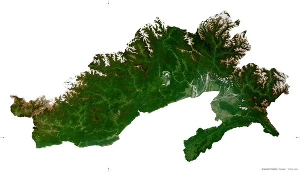 Arunachal Pradesh État Inde Imagerie Satellite Sentinel Forme Isolée Sur — Photo