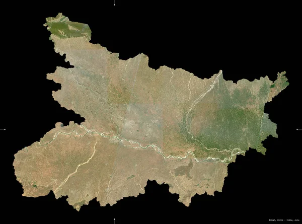 Bihar Delstaten Indien Satellitbilder Från Sentinel Formen Isolerad Svart Beskrivning — Stockfoto