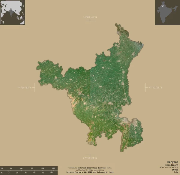 Haryana Staat India Sentinel Satellietbeelden Vorm Geïsoleerd Solide Achtergrond Met — Stockfoto