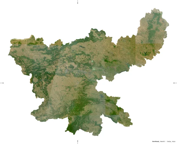 Джхаркханд Штат Індія Супутникові Знімки Sentinel Форма Ізольована Білому Опис — стокове фото