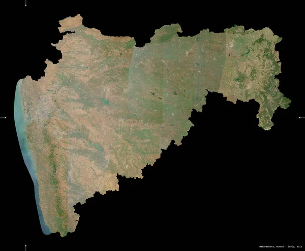 Maharashtra Estado Índia Imagens Satélite Sentinela Forma Isolada Preto Descrição — Fotografia de Stock