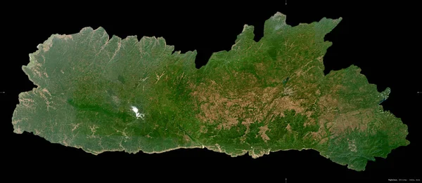 Meghalaya Delstaten Indien Satellitbilder Från Sentinel Formen Isolerad Svart Beskrivning — Stockfoto