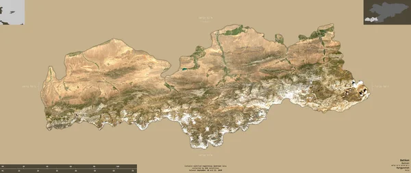 Batken Provincia Kirguistán Imágenes Satelitales Sentinel Forma Aislada Sobre Fondo — Foto de Stock