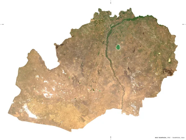 Kazajstán Occidental Región Kazajstán Imágenes Satelitales Sentinel Forma Aislada Blanco — Foto de Stock