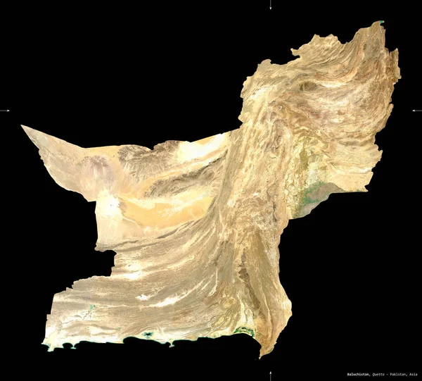 Baluchistán Provincia Pakistán Imágenes Satelitales Sentinel Forma Aislada Negro Descripción — Foto de Stock