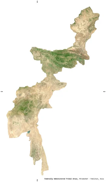 Føderalt Forvaltede Stammeområder Pakistans Territorium Sentinel Satellittbilder Formen Isolert Hvit – stockfoto