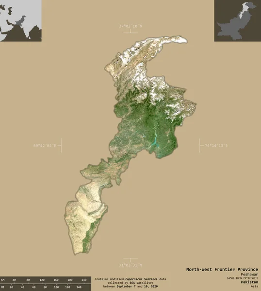 Pakistan Kuzeybatı Sınır Bölgesi Sentinel Uydu Görüntüleri Bilgilendirici Örtülerle Sağlam — Stok fotoğraf