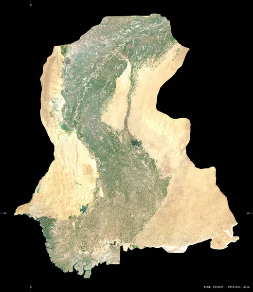 Sind Provinsen Pakistan Satellitbilder Från Sentinel Formen Isolerad Svart Beskrivning — Stockfoto