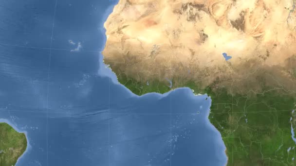 Cote Divoire geschetst en gloeide. Buurt. Satelliet — Stockvideo