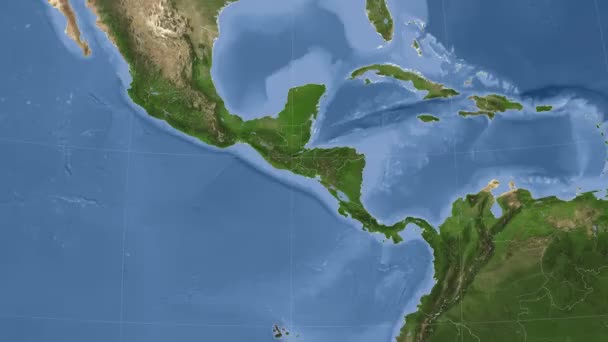 El Salvador delineato e illuminato. Vicinato. Satellite — Video Stock